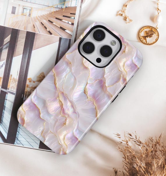 Mother of Pearl Phone Case: Seashell, Pearlescent MagSafe Compatible Cell Phone Cover Mother of Pearl Phone Case: Seashell, Pearlescent MagSafe Compatible Cell Phone Cover