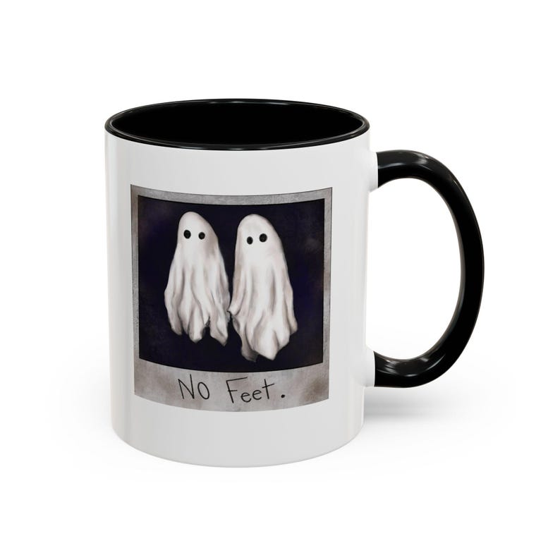 Funny Ghost Mug: No Feet Polaroid Design - Spooky Halloween Cup image 7