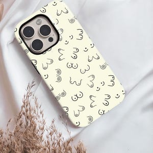 Feminist Body Positivity Phone Case, Funny Line Art iPhone Cover, Quirky Gift, Minimalist Abstract Boob Breast Doodle, Samsung Magsafe Case