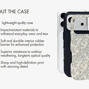 Floral Line Art Aesthetic Phone Case, iPhone MagSafe Compatible, Samsung, and Pixel Protective Cell Phone Cover image 12