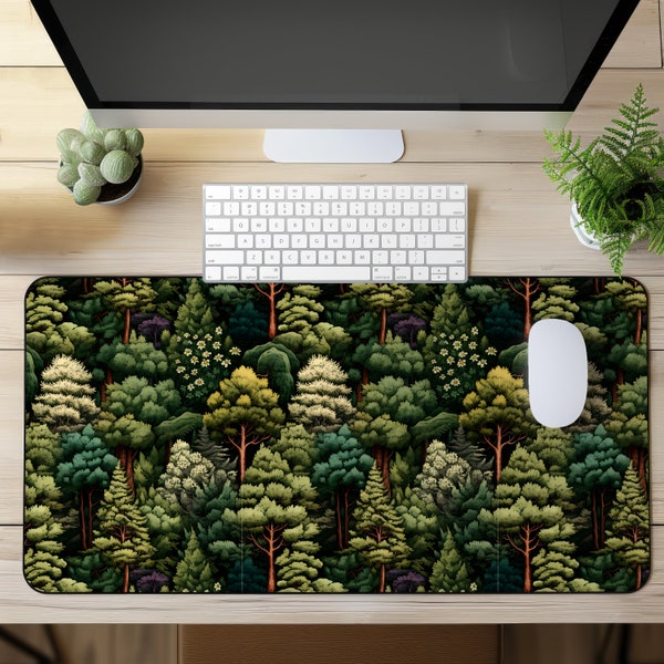 Wooded Escape: Whimsical Gloomy Forest Tree Desk Mat, Leafy Retreat Work & Play Mouse Pad Anti-slip Playmat Natural Sanctuary Gift Idea