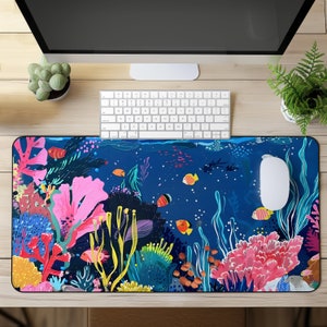 Coral Fantasy lebendige Schreibtischmatte Beachy Bliss Mauspad, rutschfeste Spielmatte, Unterwasser Ocean Vibes Geschenkidee für Strandliebhaber