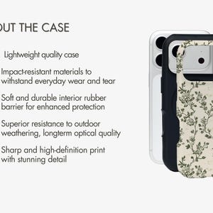 Funda para teléfono con diseño botánico vintage, funda protectora para iPhone, Samsung y Pixel con estampado floral verde salvia, compatible con iPhone y MagSafe. imagen 13