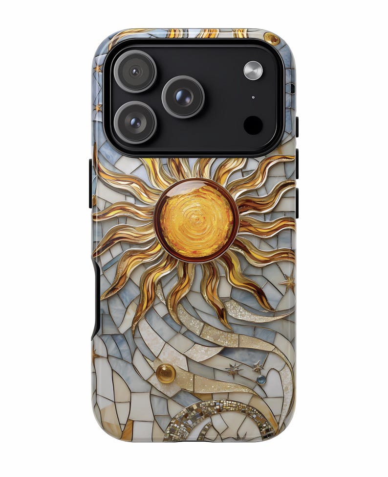 Sun Mosaic Phone Case: Stained Glass Celestial MagSafe Cover image 5