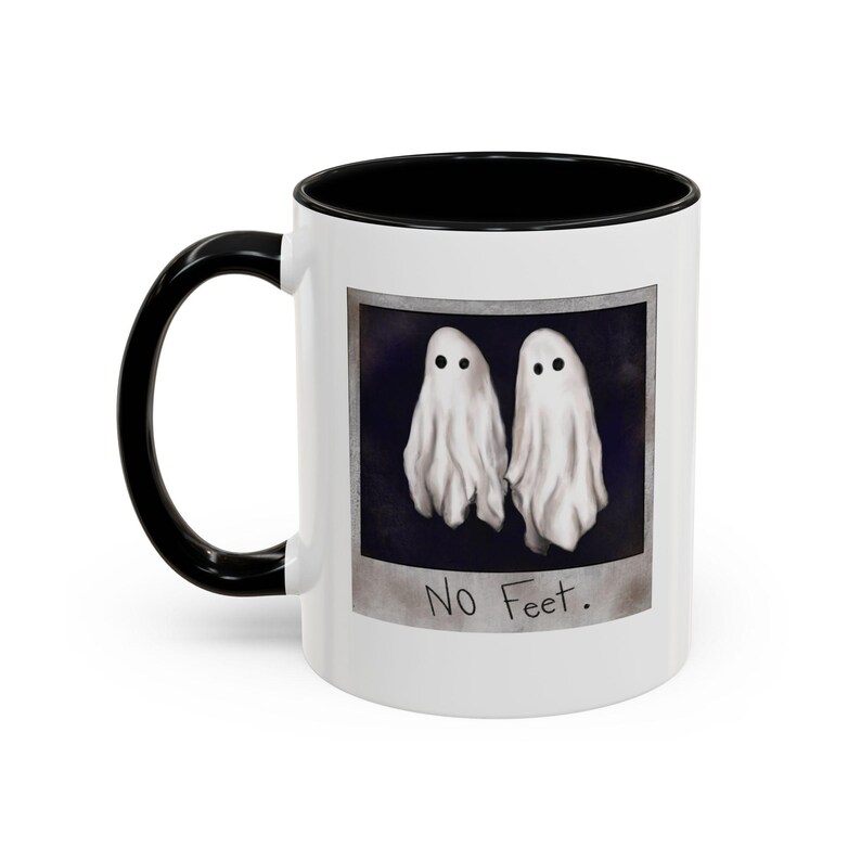 Funny Ghost Mug: No Feet Polaroid Design - Spooky Halloween Cup image 6