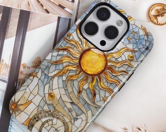 Sun Mosaic Phone Case: Stained Glass Celestial MagSafe Cover