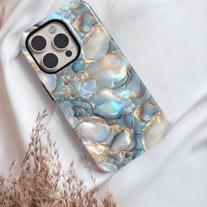 Seashell Phone Case, Mother of Pearl iPhone Cover, Blue Abalone Shell, Coastal Aesthetic, Nature Phone Case Gift Case, MagSafe Cell Phone