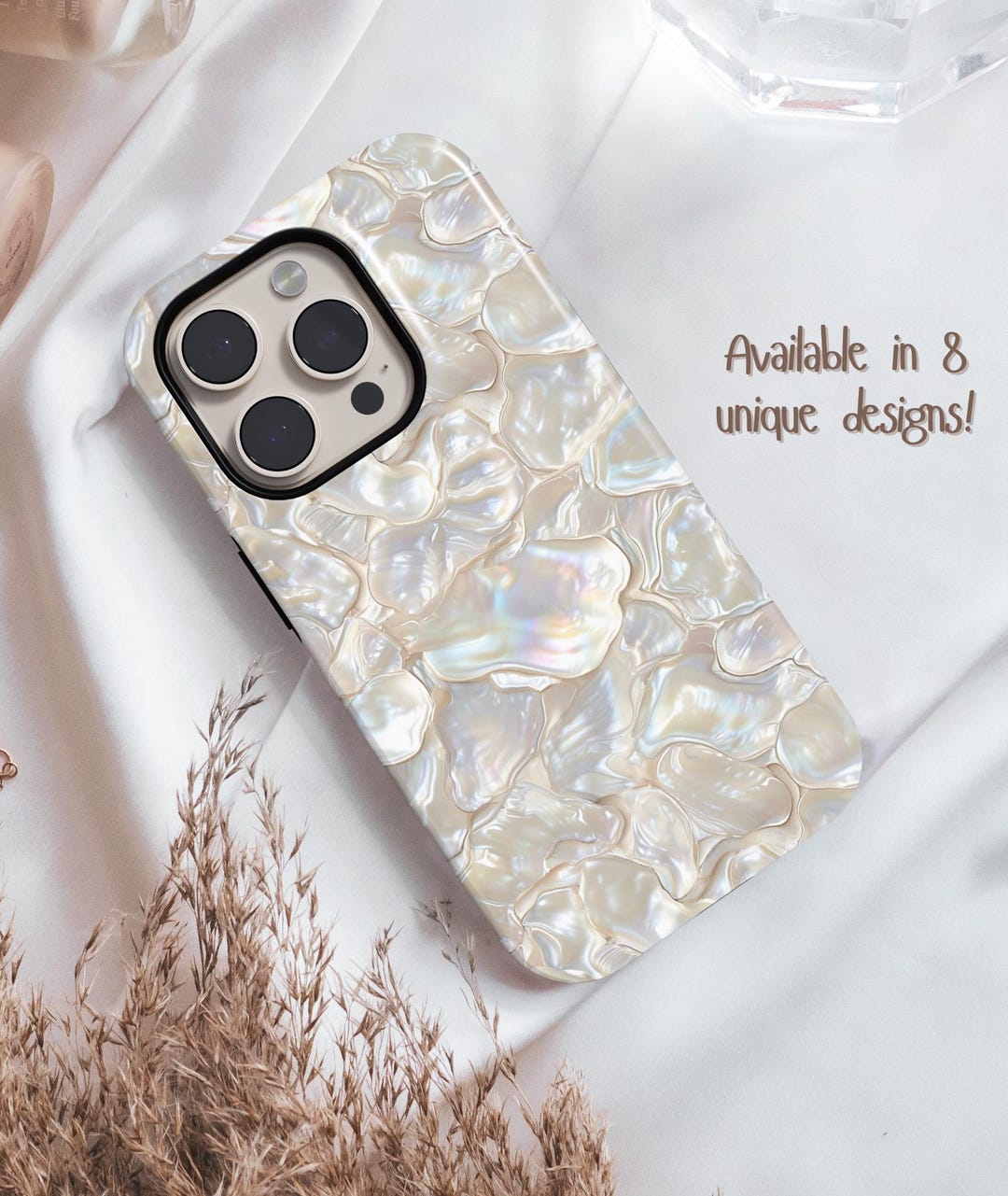 Iridescent Pearl Phone Case Mother of Pearl Silver Abalone iPhone 15 14