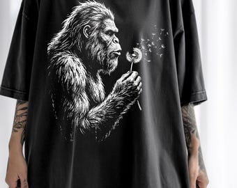 Bigfoot Shirt, Sasquatch Graphic Tee, Vintage Nature Lover T-Shirt, Woodland Art Shirt, Camping Hiking Gift, Cryptid Apparel