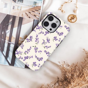 Lavender Floral Phone Case: Purple Wildflower, Botanical iPhone Magsafe Cell Phone Tough Cover