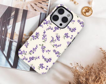 Lavender Floral Phone Case: Purple Wildflower, Botanical iPhone Magsafe Cell Phone Tough Cover