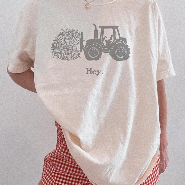 Funny Tractor Hay Pun Shirt, Country Farm Dad Joke Tee, Farmer Humor Graphic T-Shirt, Gift for Him, Minimalist Rural Life Country Boy Shirt