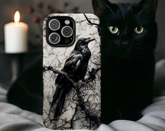 Gothic Raven Phone Case: Dark Fantasy Spooky Bird, Magsafe Compatible