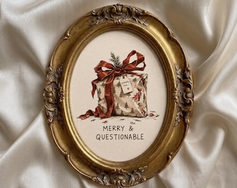 Funny Christmas Wall Art, Merry & Questionable Print, Sarcastic Christmas Decor, Funny Gift Art, Quirky Holiday Poster, Christmas Humor Gift