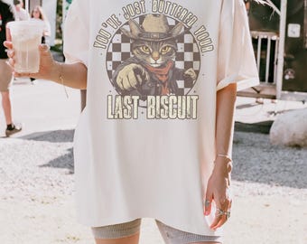 Funny Cat Shirt, Western Grunge Cowboy Tshirt, Retro Aesthetic for Women, Vintage Southern Humor T-shirt, Country Shirt, Cat Person Gift