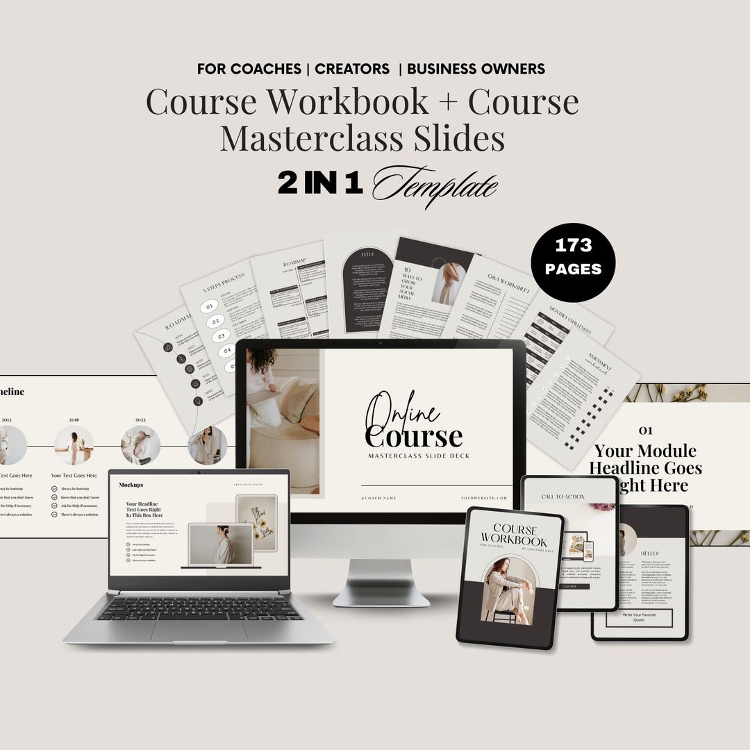Course Creation Canva Bundle | 33 Masterclass Slides + 140 Page ...