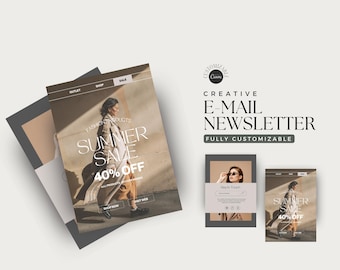 Szablon biuletynu e-mail, szablon e-maila Canva, szablon marketingowy, szablon e-maila sprzedażowego, newsletter Canva, marketing e-mailowy, projekt e-maila.