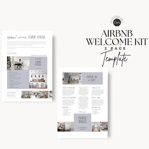 2-stronicowy szablon znaku powitalnego Airbnb | Przewodnik powitalny AirBnB | Znak z instrukcją wymeldowania wynajmu Airbnb Zasady domu | Szablon znaku WIFI Airbnb