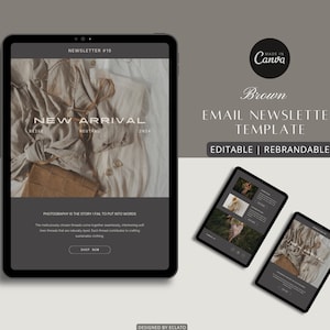 Email Newsletter Template, Brown Canva Template, Marketing Template, Sales Email Template, Canva Newsletter, Email Marketing, Email Design.