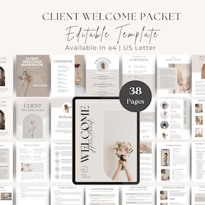 Client Welcome Packet Template, Virtual Assistant Welcome Packet, New Client Service Guide, Coaching Onboarding Template, Canva Template