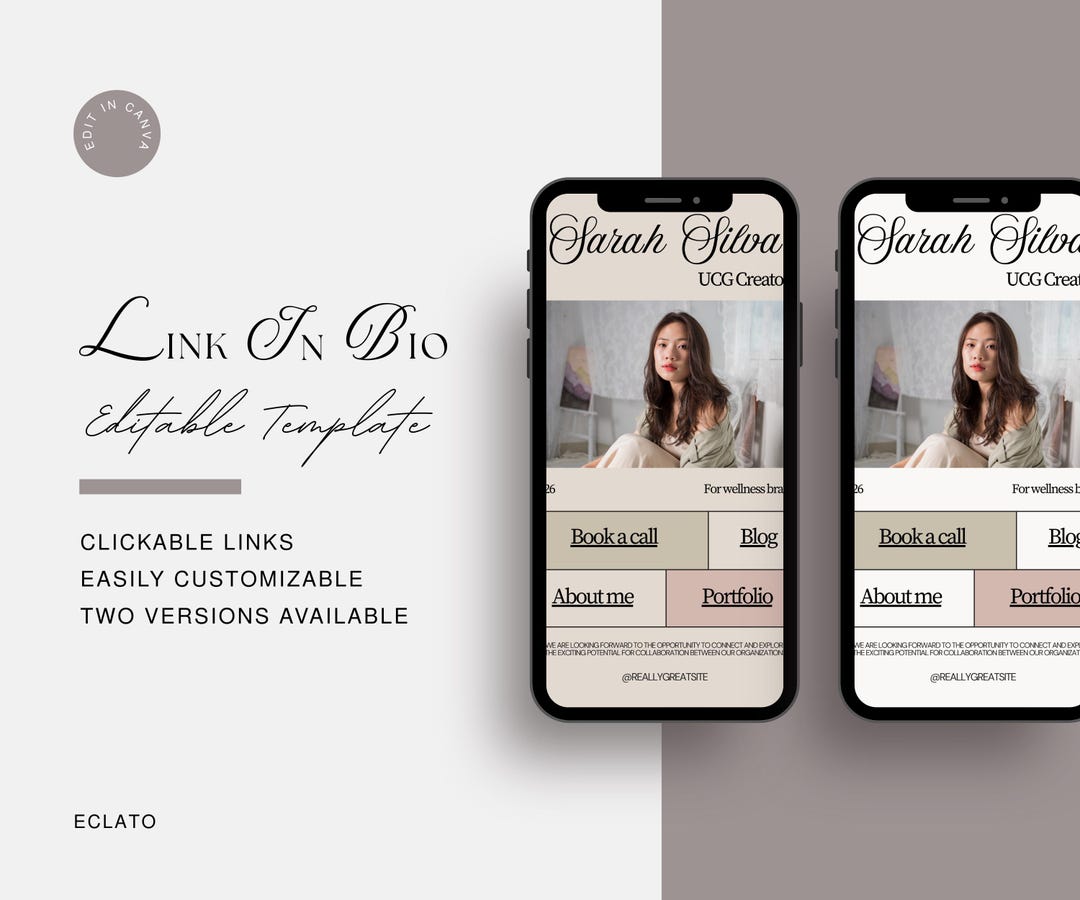 Link in Bio Template Canva, Links Website for Instagram, Canva Website ...
