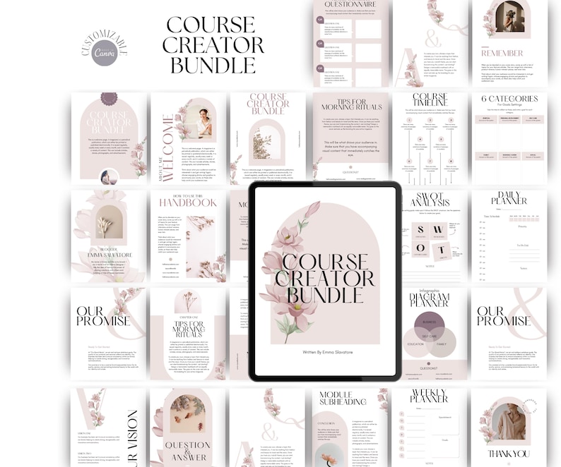 Course Creator Template, Canva Bundle Template, Boho Template, Coaching