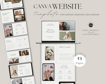 Modèle de site Web Aesthetic Canva : portfolio d'influenceurs et kit média (téléchargement numérique)