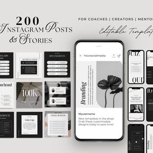 Aesthetic Instagram Templates,  Instagram Posts, Instagram Stories, Social Media Bundle for Coaches Social Media Templates