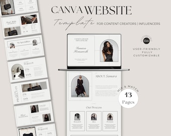 Aesthetic Influencer Canva Website Template: Portfolio Landing Page (Digital Download)