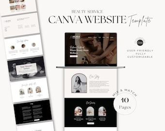 Plantilla de sitio web de belleza de Canva, plantilla de Canva, plantilla editable de Canva, plantilla de sitio web estético / esteticista / Medspa / belleza / boho