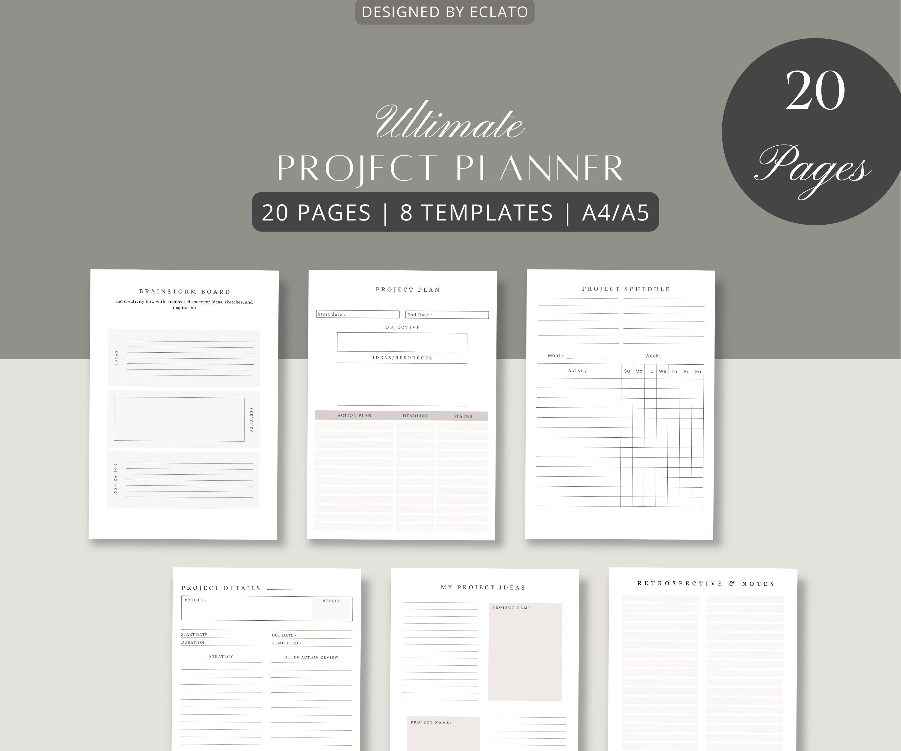 Project Planner Printable Productivity Planner Task Tracker A5 A4 Project Planner Printable Productivity Planner Task Tracker A5 A4