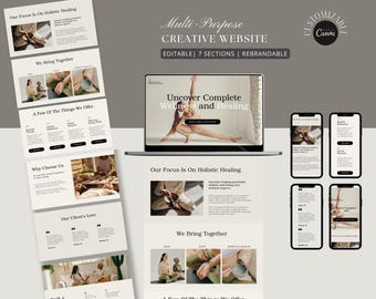 Plantilla de sitio web Plantilla de Canva Plantilla de sitio web de Canva Plantilla de sitio web de bienestar creativo Presentación de Canva Sitio web multipropósito editable