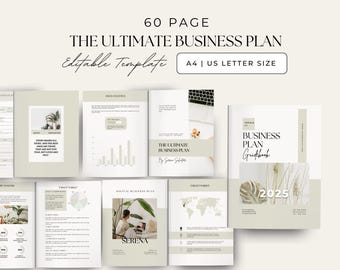 Editable Business Plan Template: 60-Page Workbook Business Plan Canva, editable template, Marketing Ebook