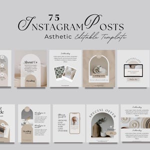 Aesthetic Instagram Templates, Coaching Instagram Posts, Beige Social Media Bundle for Coaches and Course Creators, Modern Canva Template