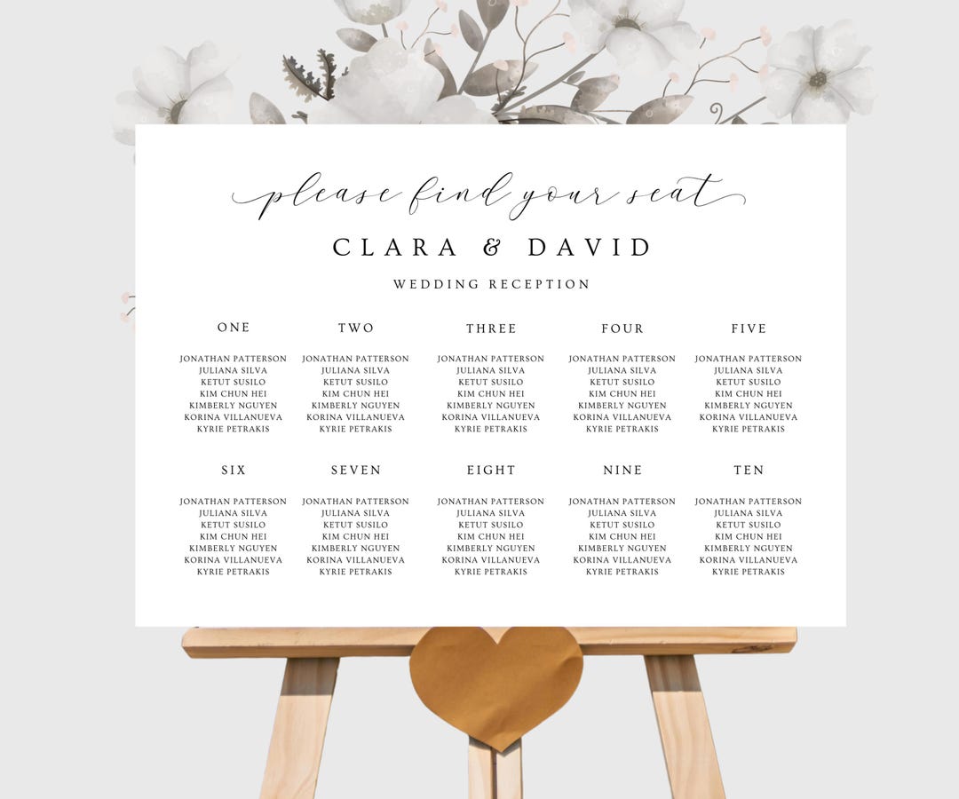 Custom Wedding Seating Chart Template: Elegant Reception List (canva ...