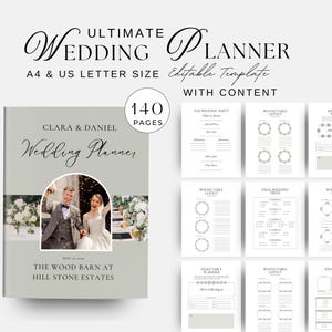 Canva Wedding Planner 140Page Template Bundle, Wedding Planner, Wedding Itinerary, Wedding Planning Book, Wedding Planning Checklist, Binder