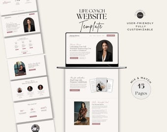 Canva Website Template for Coaches, Landing Page template, Life Coach Template,  Coaching Program Service, Canva Website Template, Boho