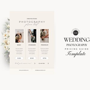 Wedding Photography Pricing List Template | Photographer Price Guide | Wedding Pricing List | Pricing Sheet | CANVA Template | Marketing