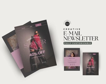 Szablon biuletynu e-mail, szablon e-maila Canva, szablon marketingowy, szablon e-maila sprzedażowego, newsletter Canva, marketing e-mailowy, projekt e-maila.