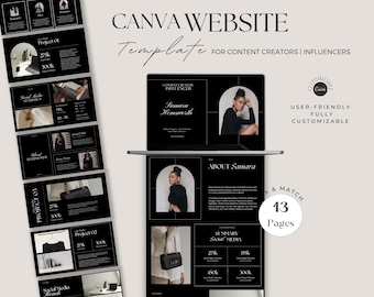 Modèle de site Web Aesthetic Canva, kit média pour influenceurs (téléchargement numérique)