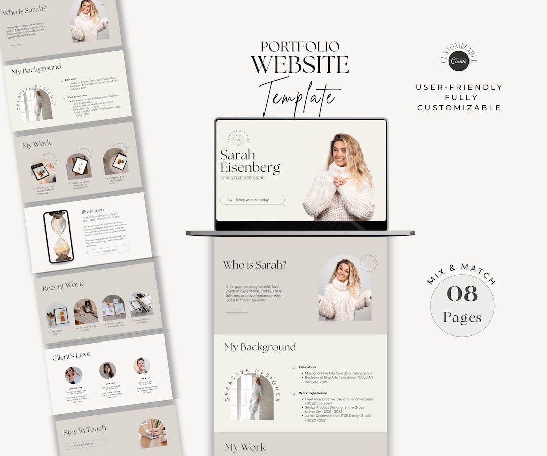 Portfolio Website Template Canva Template Website Canva Template ...