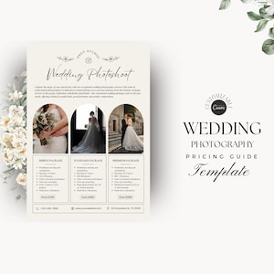 Wedding Photography Pricing List Template | Photographer Price Guide | Wedding Pricing List | Pricing Sheet | CANVA Template | Marketing
