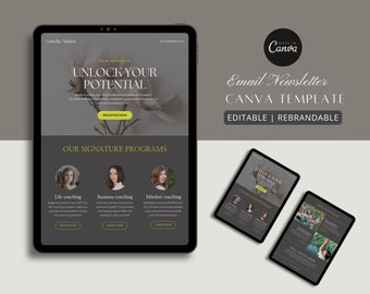 Email Newsletter Template, Canva Course Template, Marketing Template, Sales Email Template, Canva Newsletter, Email Marketing, Email Design.