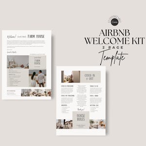 2-stronicowy szablon znaku powitalnego Airbnb | Przewodnik powitalny AirBnB | Znak z instrukcją wymeldowania wynajmu Airbnb Zasady domu | Szablon znaku WIFI Airbnb