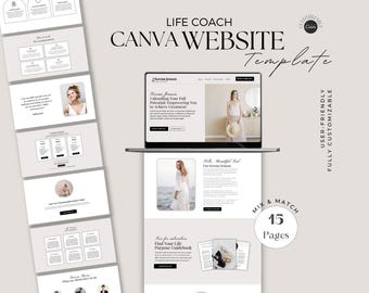 Plantilla de sitio web de Canva para entrenadores, plantilla de página de destino, plantilla de entrenador de vida, servicio de programa de entrenamiento, plantilla de sitio web de Canva, Boho