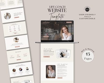 Plantilla de sitio web de Canva para entrenadores, plantilla de página de destino, plantilla de entrenador de vida, servicio de programa de entrenamiento, plantilla de sitio web de Canva, Boho