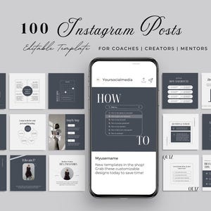 Aesthetic Instagram Templates, Coaching Instagram Posts, Beige Social Media Bundle for Coaches and Course Creators, Modern Canva Template