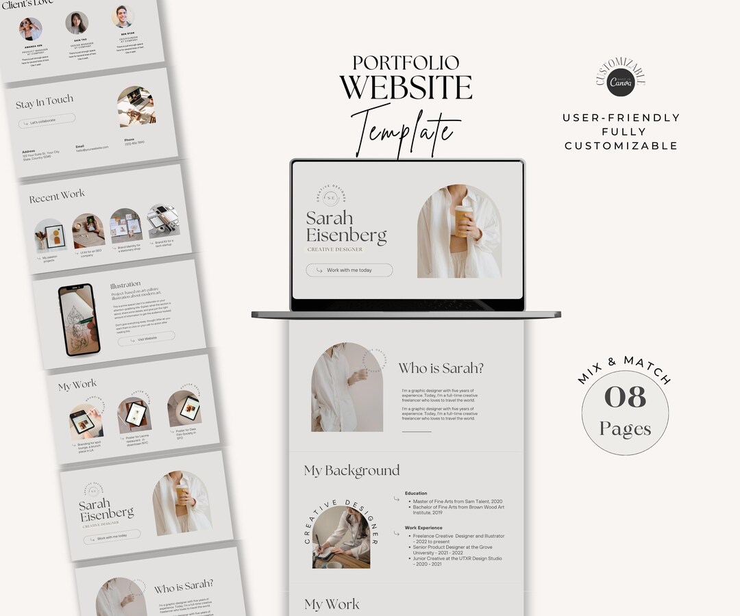 Portfolio Website Template Canva Template Website Canva Template ...