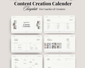Monthly Content Calendar for Coaches | Plan Your Social Media & Marketing | Social Media Manager | Canva Editable Template