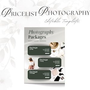 Wedding Photography Pricing List Template | Photographer Price Guide | Wedding Pricing List | Pricing Sheet | CANVA Template | Marketing